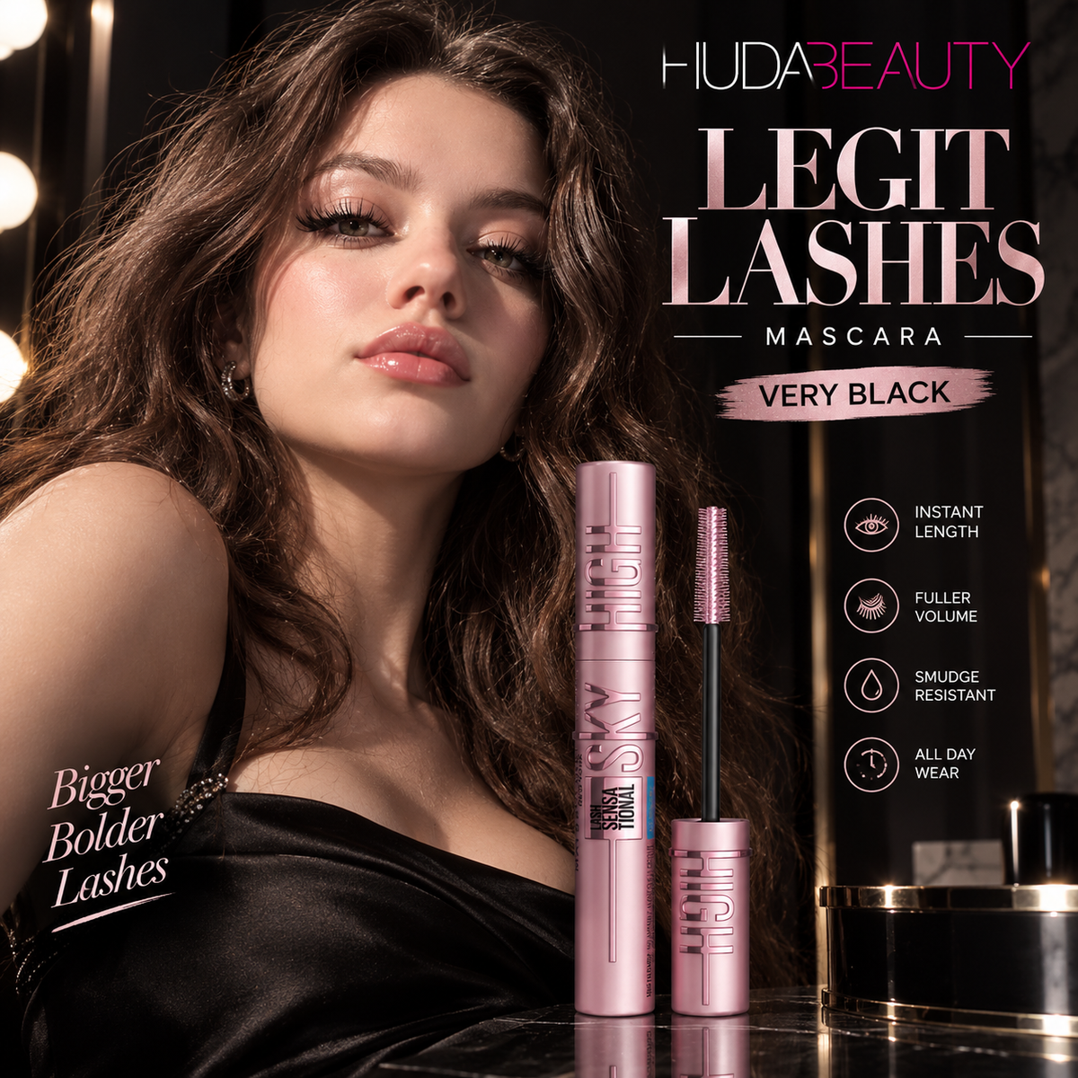 Huda Beauty Legit Lashes Mascara – Very Black, Length & Volume